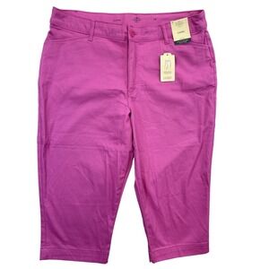 St Johns Bay Capri Pants Womens 16 Pink Mid Rise Secretly Slender Stretch NWT